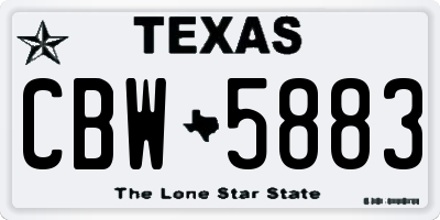 TX license plate CBW5883