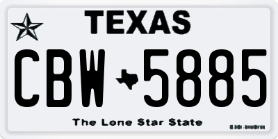 TX license plate CBW5885