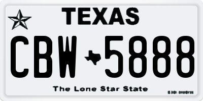 TX license plate CBW5888