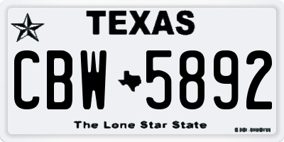 TX license plate CBW5892