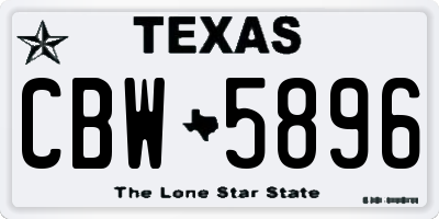 TX license plate CBW5896