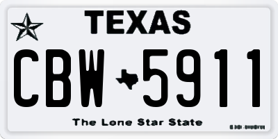 TX license plate CBW5911