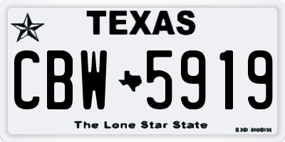 TX license plate CBW5919