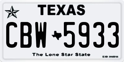 TX license plate CBW5933