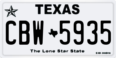 TX license plate CBW5935