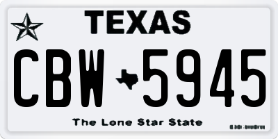 TX license plate CBW5945