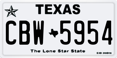 TX license plate CBW5954