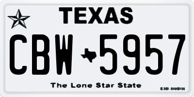 TX license plate CBW5957