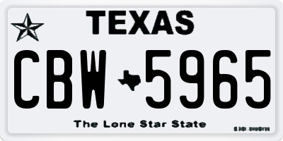 TX license plate CBW5965