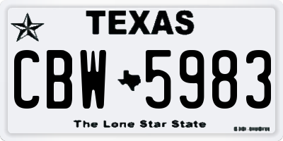 TX license plate CBW5983