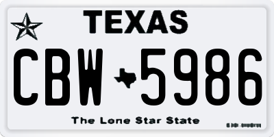 TX license plate CBW5986