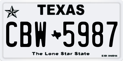 TX license plate CBW5987
