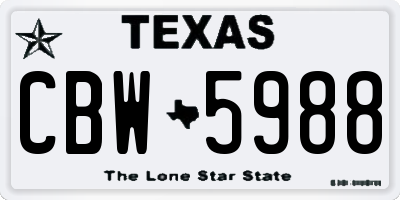 TX license plate CBW5988
