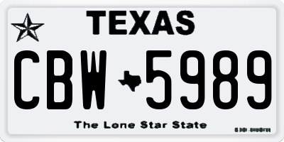 TX license plate CBW5989
