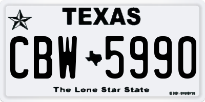 TX license plate CBW5990