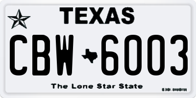 TX license plate CBW6003