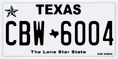 TX license plate CBW6004