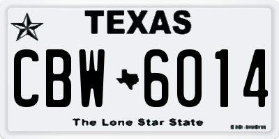 TX license plate CBW6014
