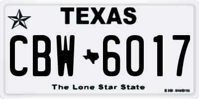 TX license plate CBW6017
