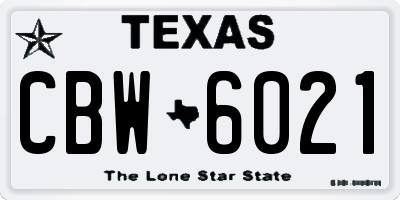 TX license plate CBW6021