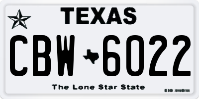 TX license plate CBW6022