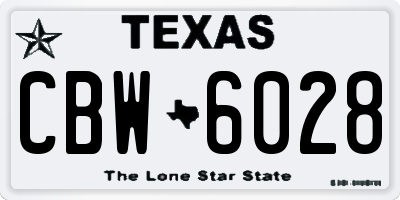 TX license plate CBW6028