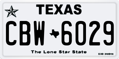 TX license plate CBW6029