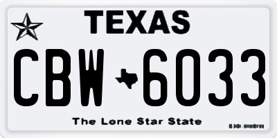 TX license plate CBW6033