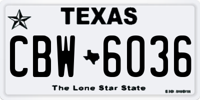 TX license plate CBW6036