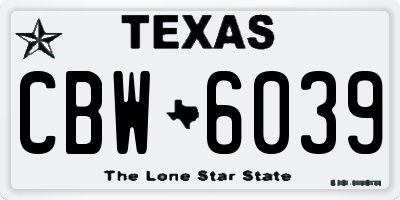 TX license plate CBW6039