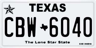 TX license plate CBW6040