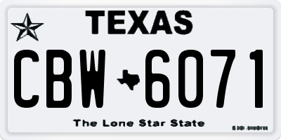 TX license plate CBW6071