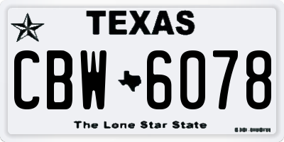 TX license plate CBW6078