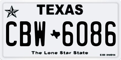 TX license plate CBW6086