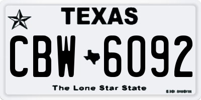 TX license plate CBW6092