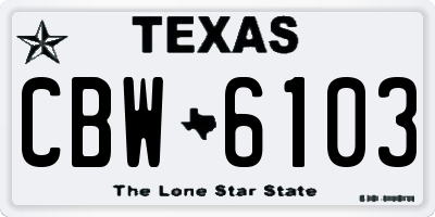 TX license plate CBW6103