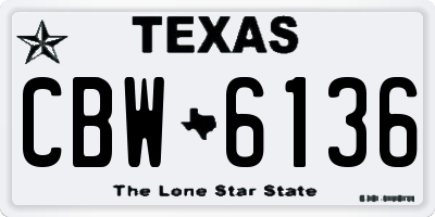 TX license plate CBW6136