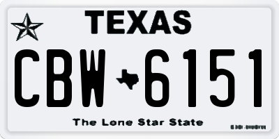 TX license plate CBW6151