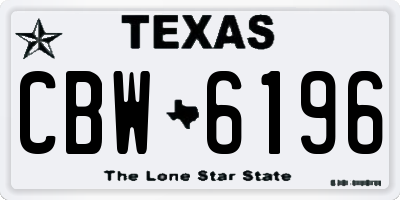TX license plate CBW6196