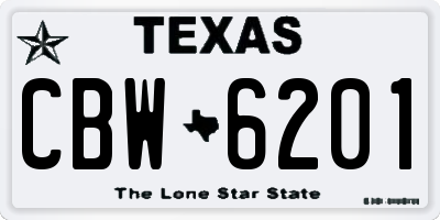 TX license plate CBW6201