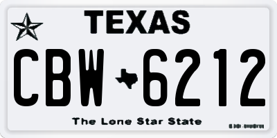 TX license plate CBW6212