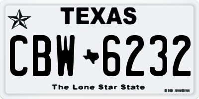 TX license plate CBW6232