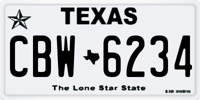 TX license plate CBW6234