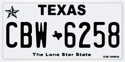 TX license plate CBW6258