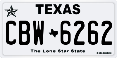 TX license plate CBW6262