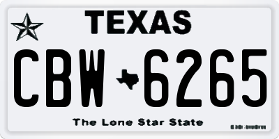 TX license plate CBW6265