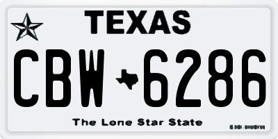 TX license plate CBW6286
