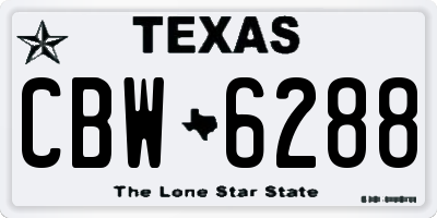 TX license plate CBW6288