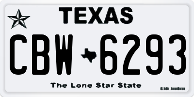 TX license plate CBW6293