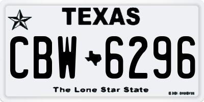 TX license plate CBW6296
